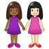 👩🏾‍🤝‍👩🏻 women holding hands: medium-dark skin tone, light skin tone display on Samsung